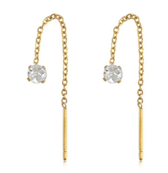 GOLD ZIRCON LONG EARINGS